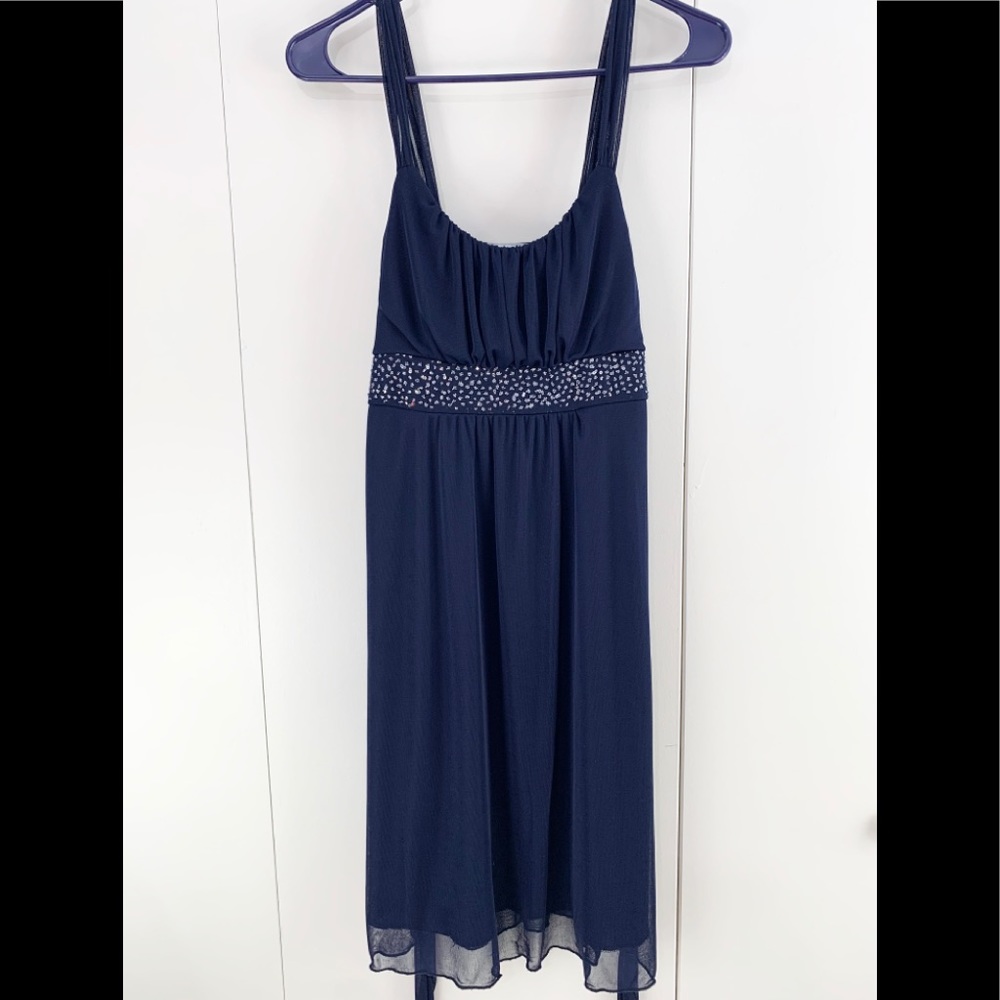 La Belle M navy sparkly waist dress tie back